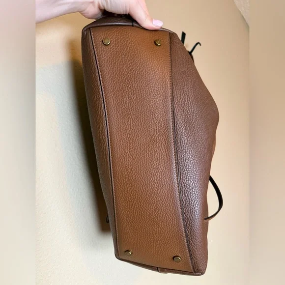 Polo Ralph Lauren Pebbled Brown Leather Lennox Tote Bag - Picture 7 of 10